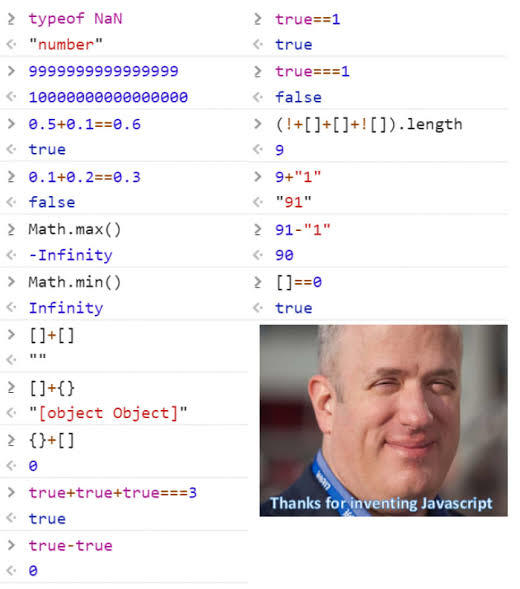 JavaScript type coercion quirks — thanks for inventing JavaScript